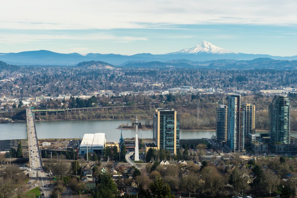 View of Portland and Mt. Hood