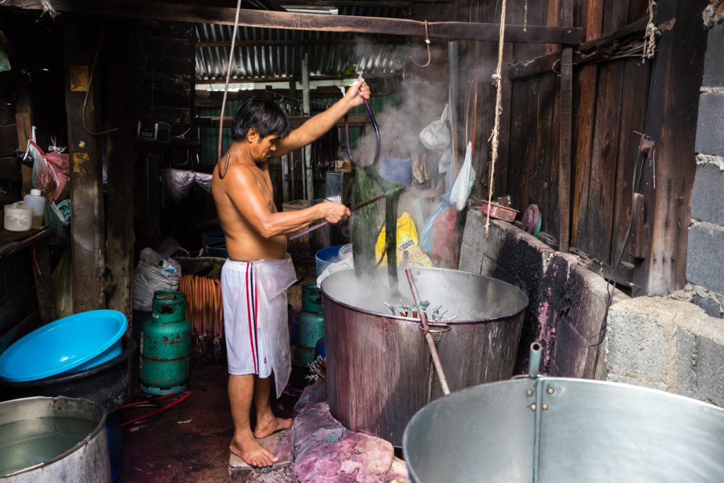 Silk dyeing in Bangkok