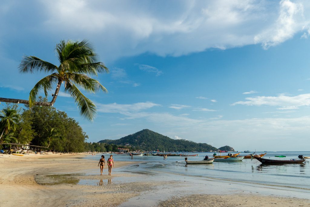 A wide smooth stretch of sand marks Sairee Beach on Koh Tao's western coast.