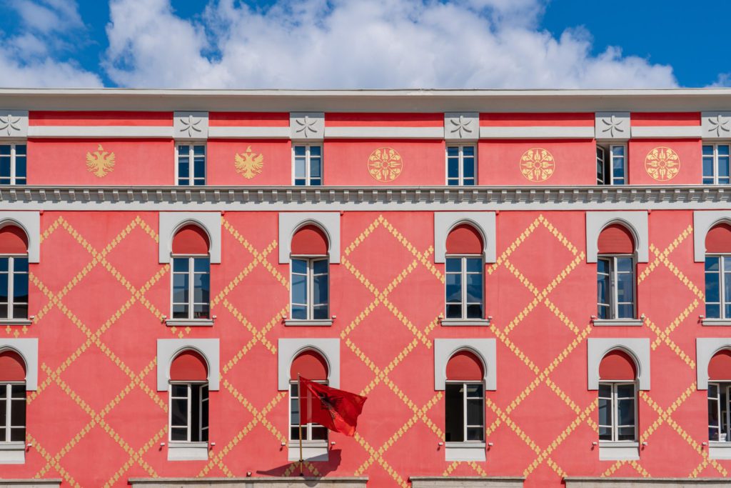 Pink government building, Tirana Albania
