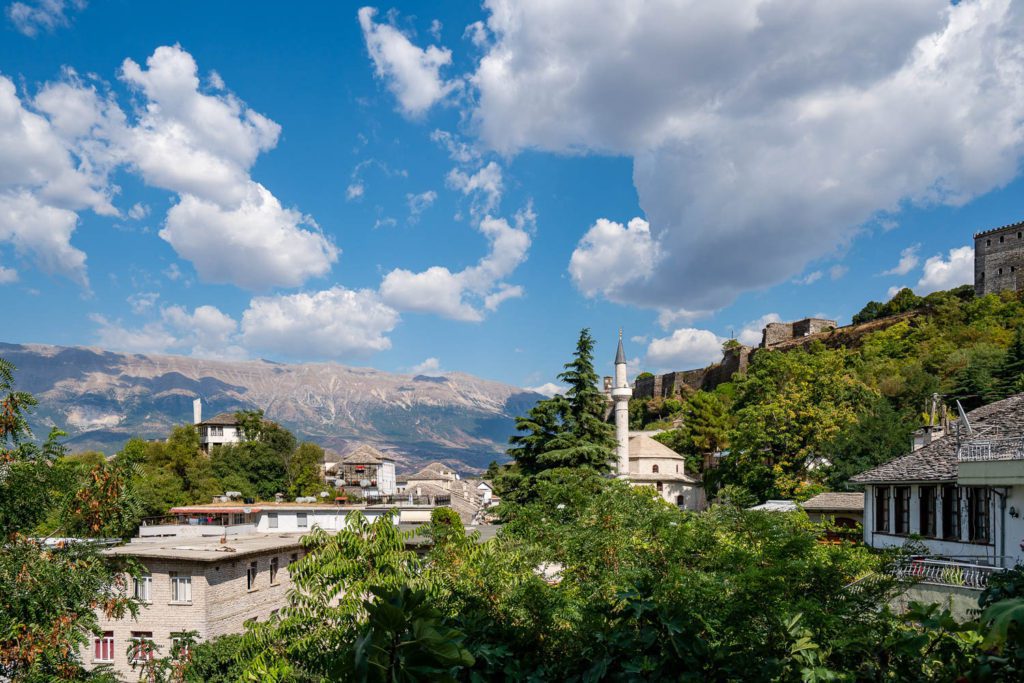 Gjirokaster buildings and trees