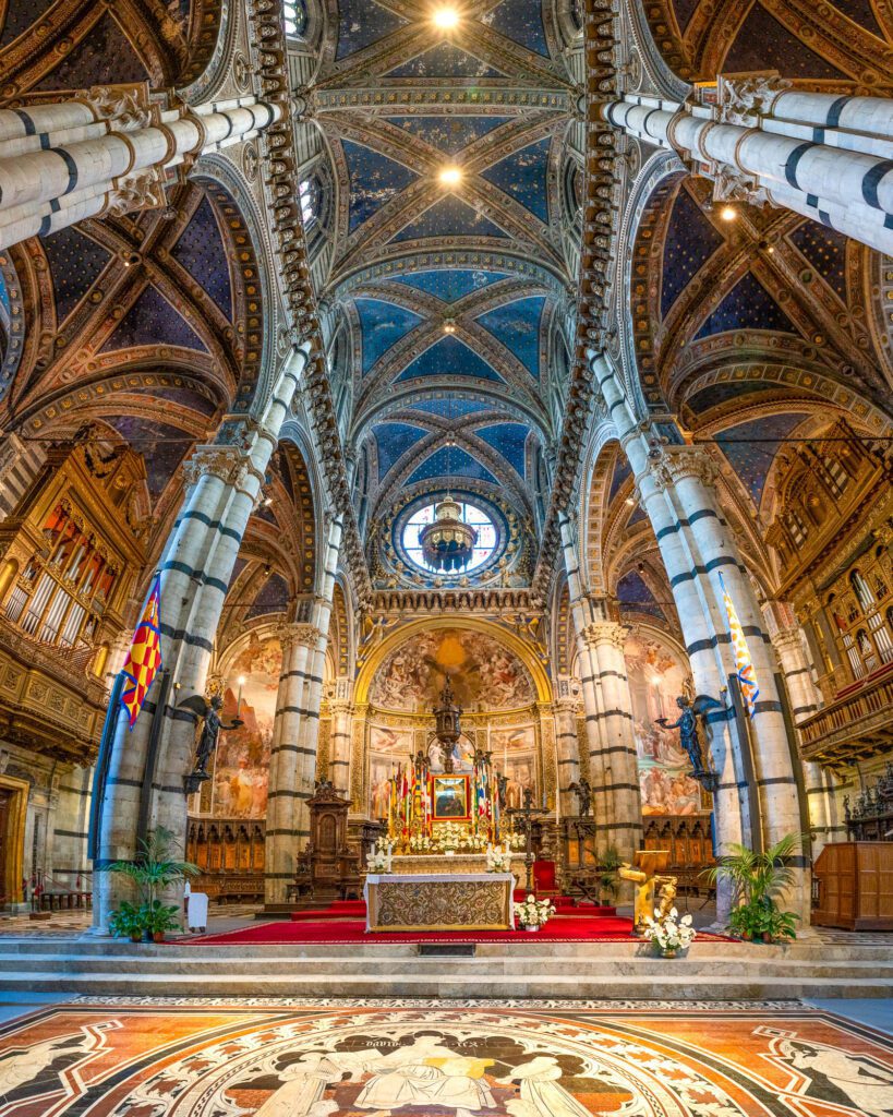 Siena Cathedral interior panorama, Italy. 