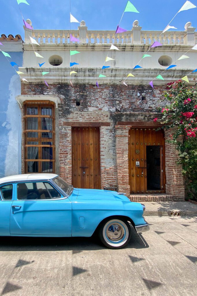 Classic car in Cartagena de Indias, Colombia. 
